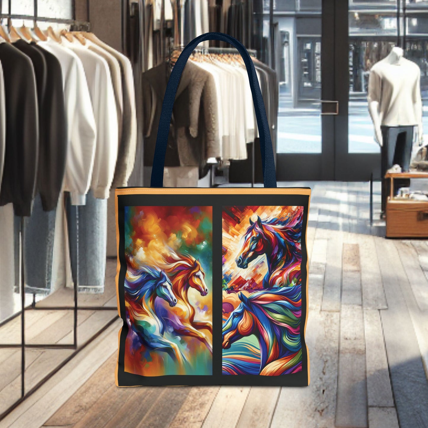 Colorful Horses Tote Bag