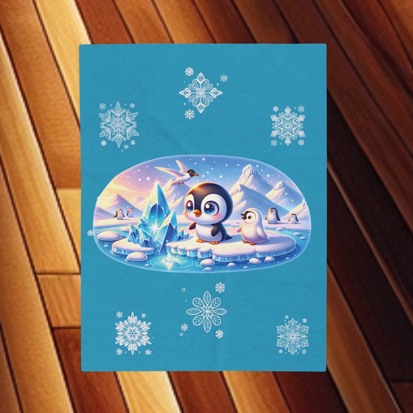 Penguin On Ice - Velveteen Plush Blanket