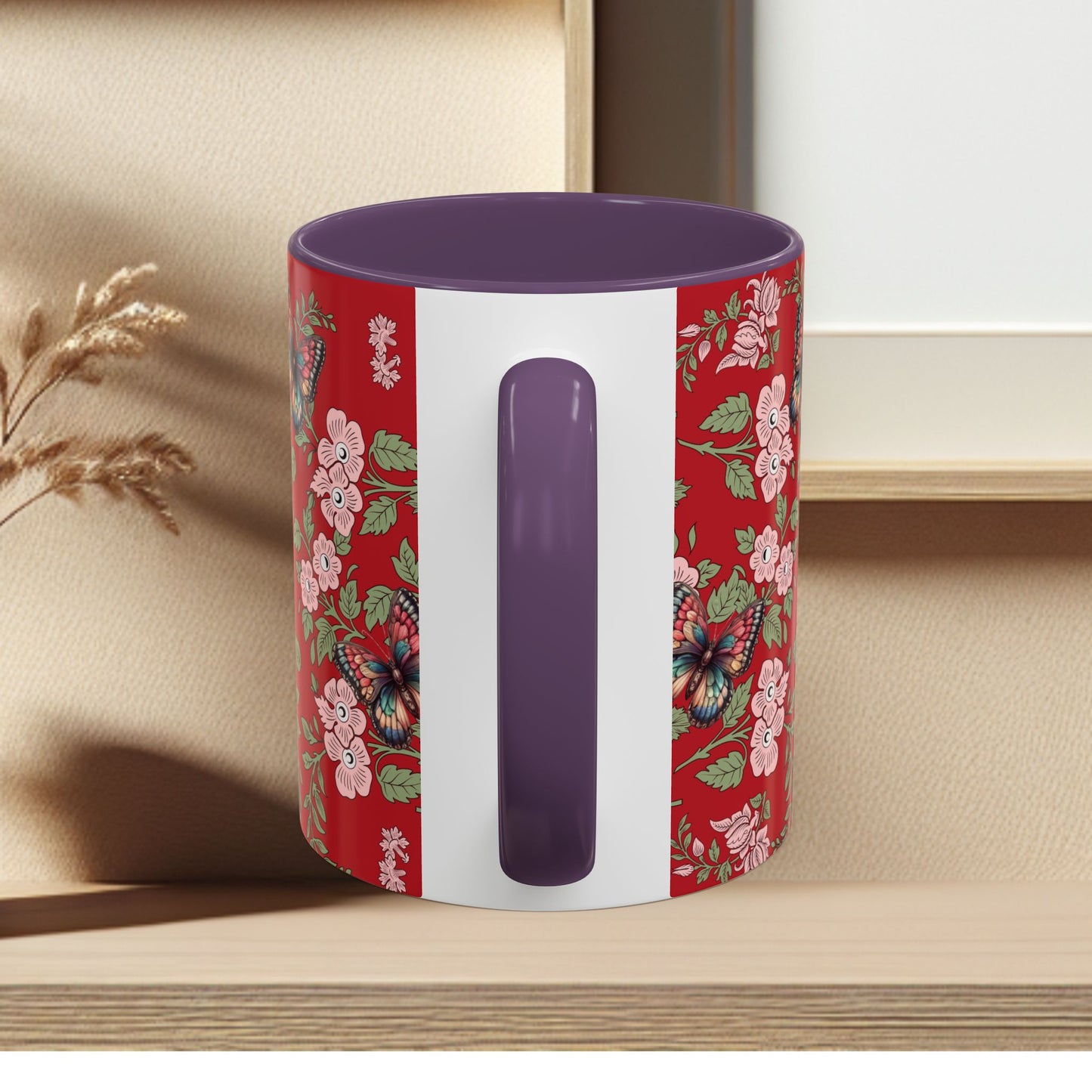 Floral Coffee Mug Red