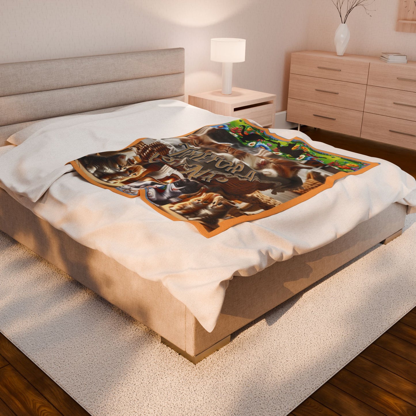 Cat nap 50 x 60 Velveteen Plush Blanket