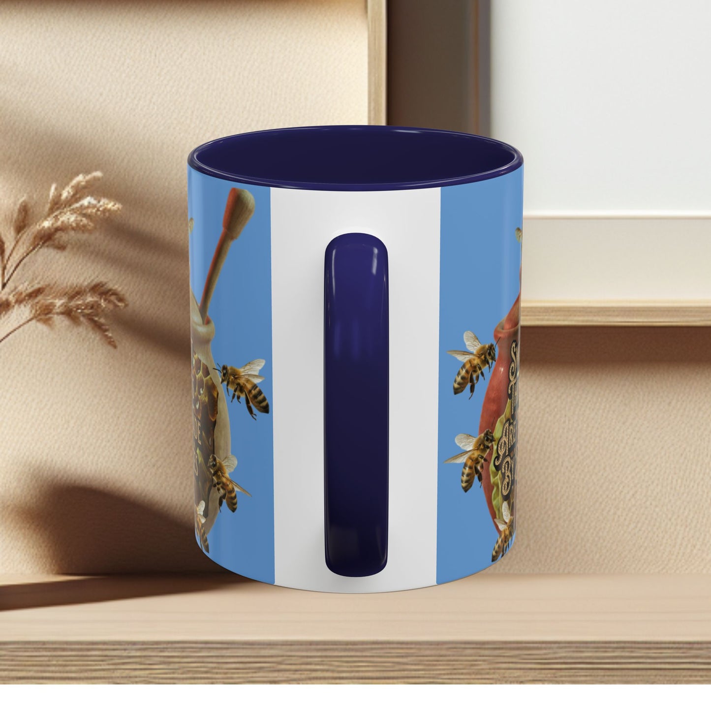 Oh Honey Honey Ceramic Coffee Mug — "Sweet Things Are Made By Bees" Honey Bee Accent Mug