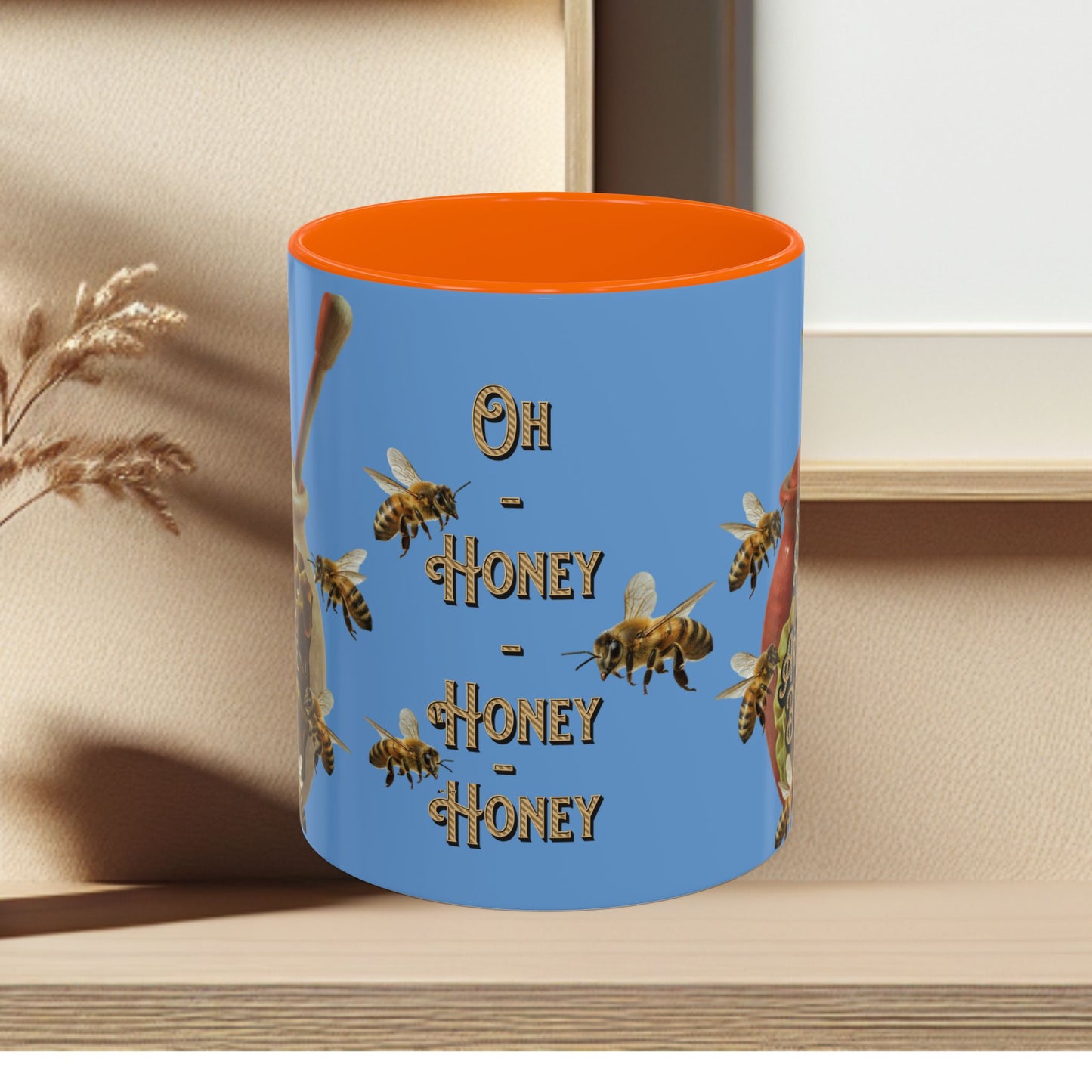 Oh Honey Honey Ceramic Coffee Mug — "Sweet Things Are Made By Bees" Honey Bee Accent Mug
