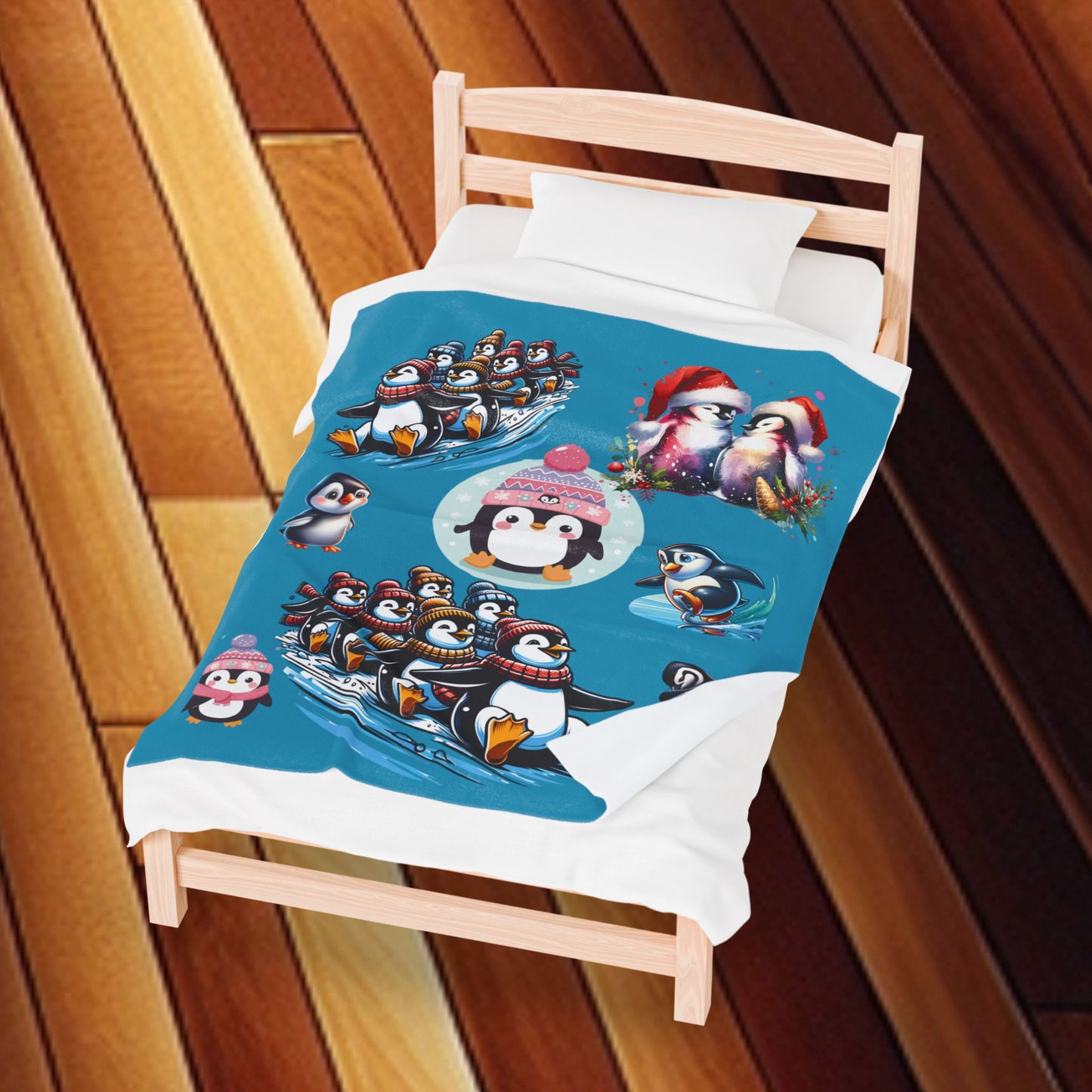 Fun with Penguins - Velveteen Plush Blanket