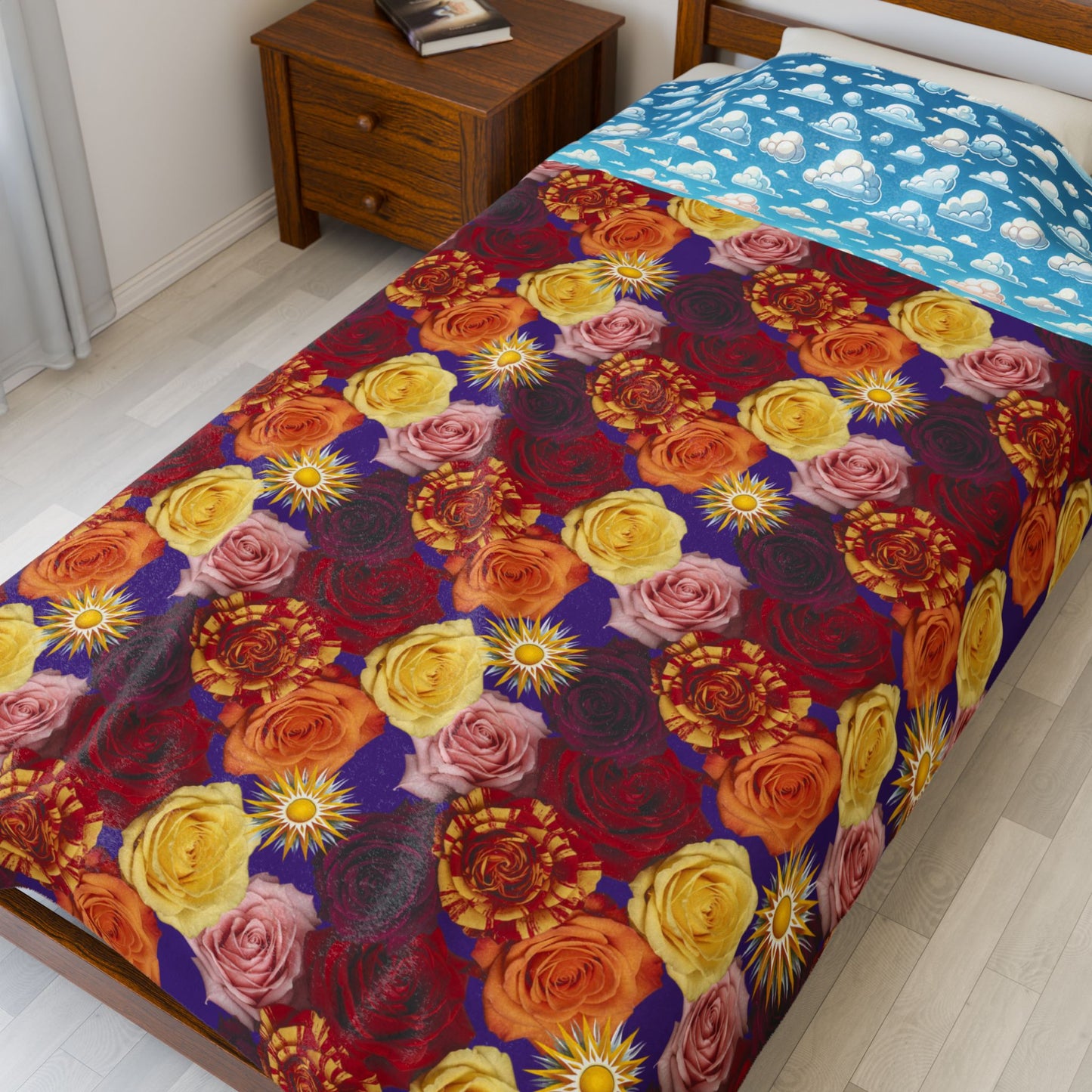 Roses Velveteen Plush Blanket — Soft Floral Rose Throw