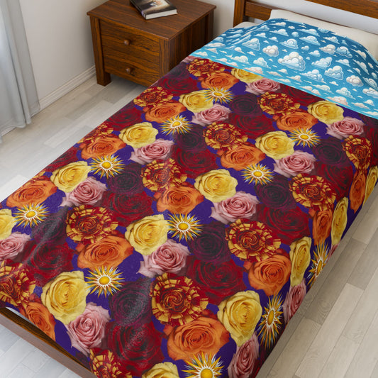 Roses Velveteen Plush Blanket — Soft Floral Rose Throw