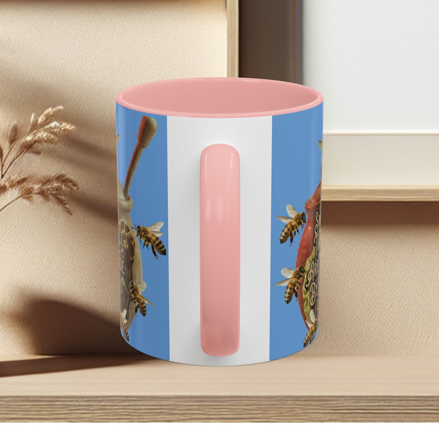 Oh Honey Honey Ceramic Coffee Mug — "Sweet Things Are Made By Bees" Honey Bee Accent Mug