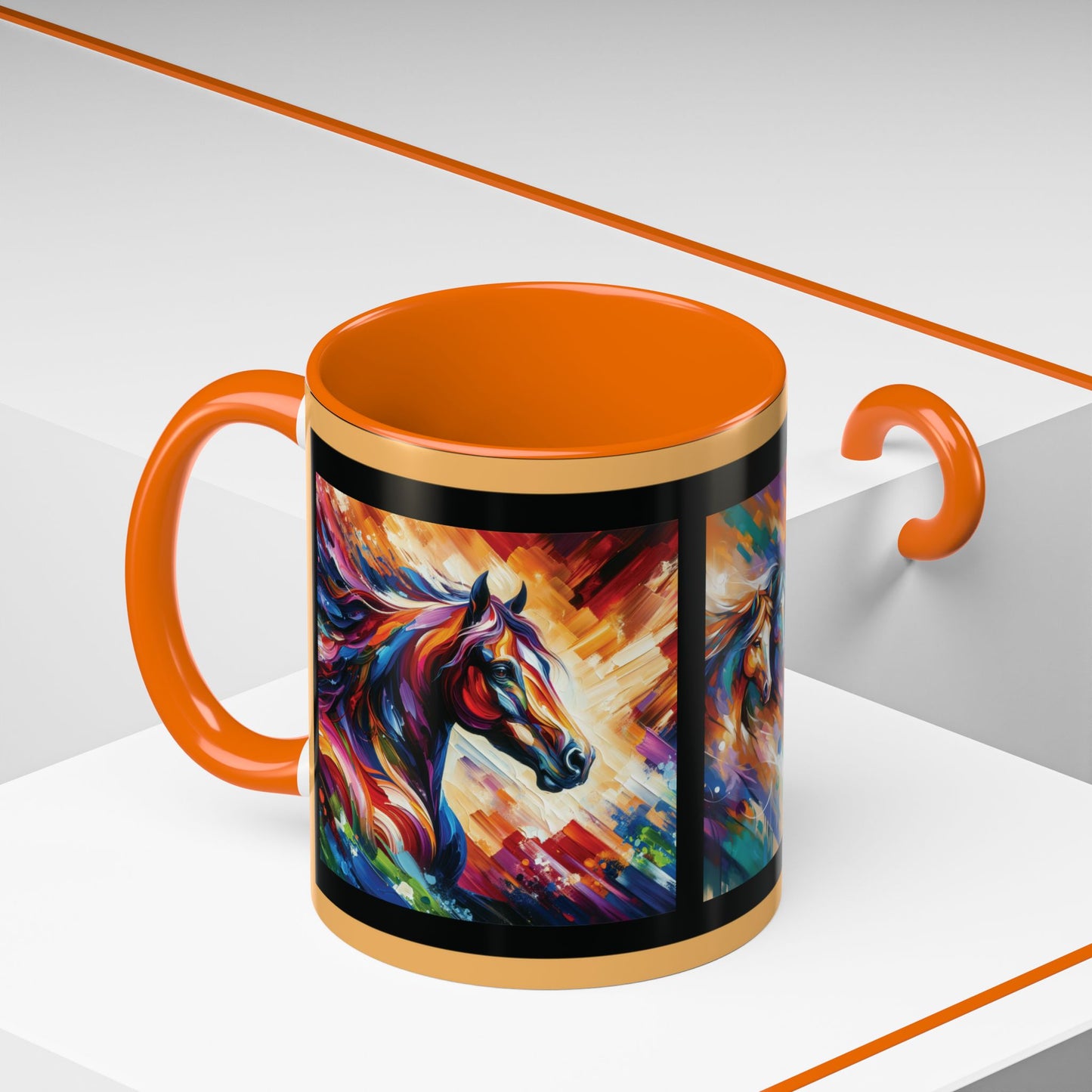 Mug Coffee Multi Color Horses 11oz 15oz