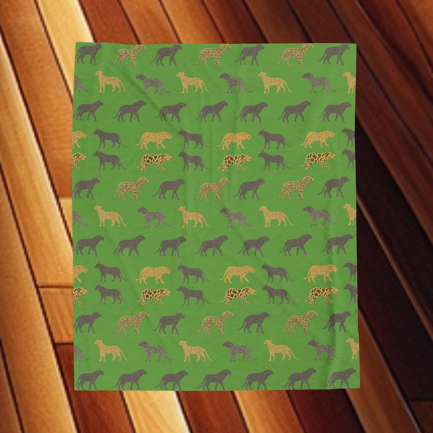 Animal Print Green Velveteen Plush Blanket