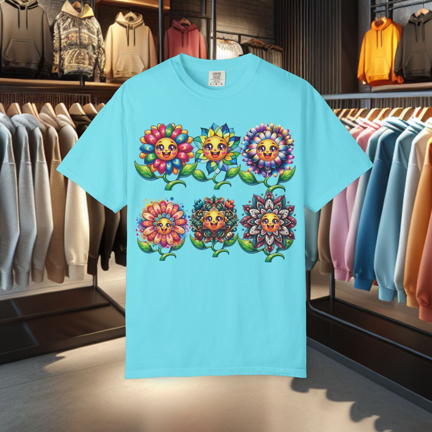 Happy Flowers Garden T-Shirt — Floral Garden Tee for Spring & Everyday