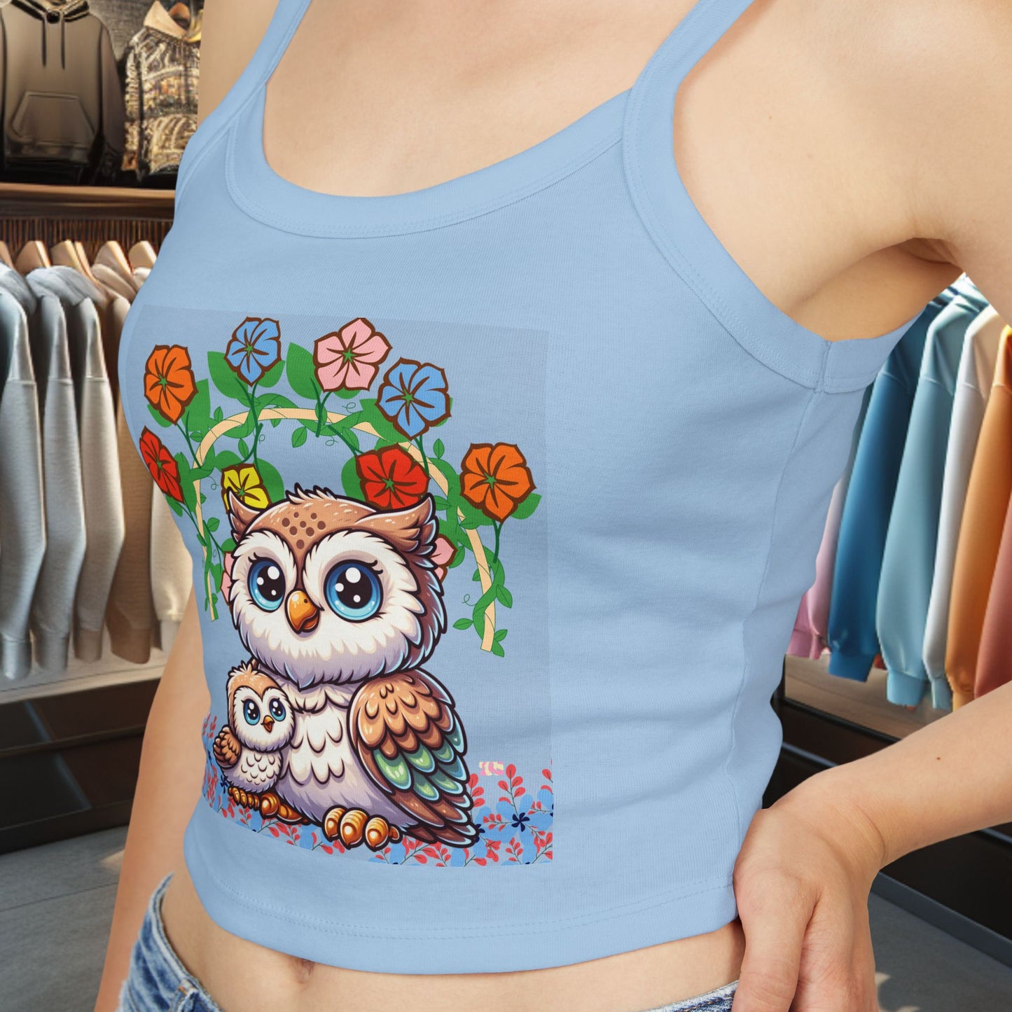 Women's Tank Top - Owl with its baby Design