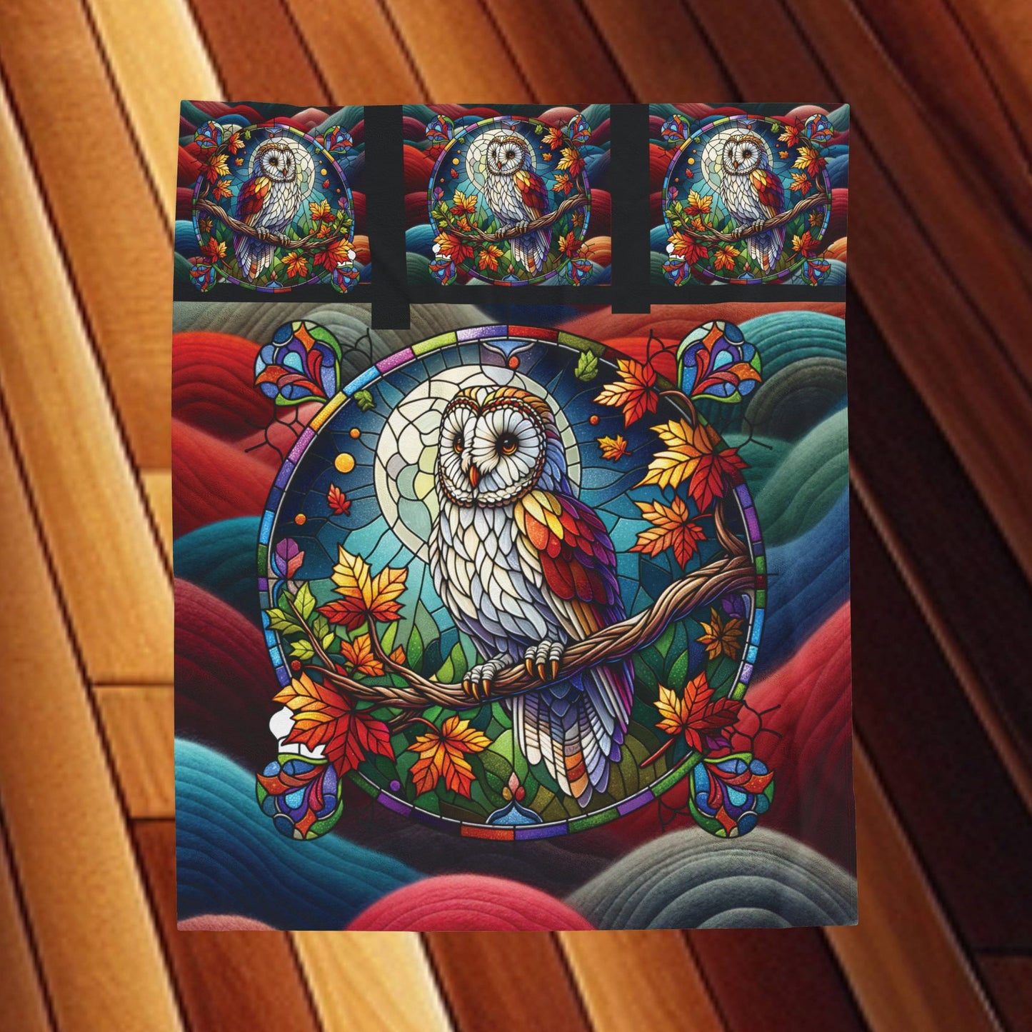 Stain Glass Owl Velveteen Plush Blanket — Cozy Stained Glass Owl Throw