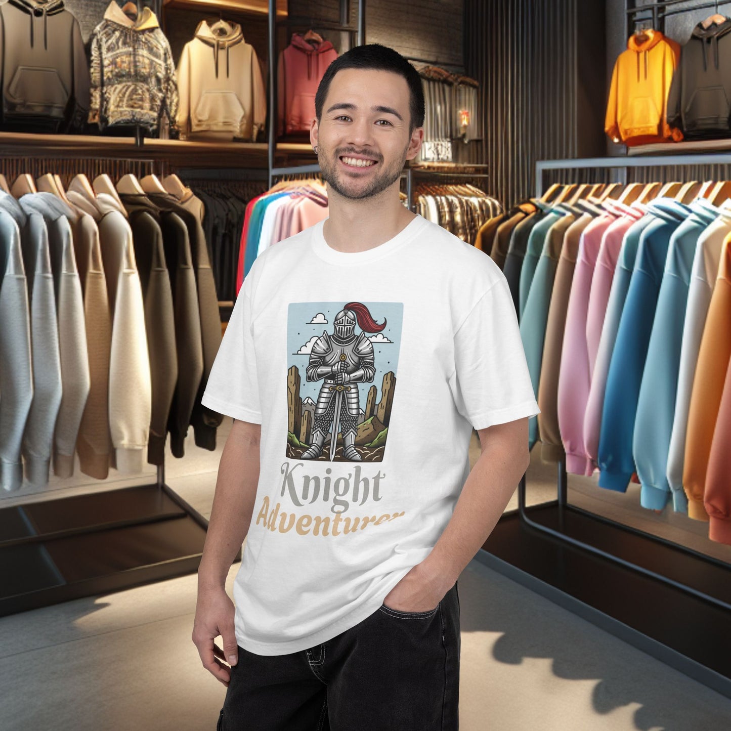 Knight Adventurer Tee — Mideval SR. Knight with Armor and Sward Graphic T-Shirt