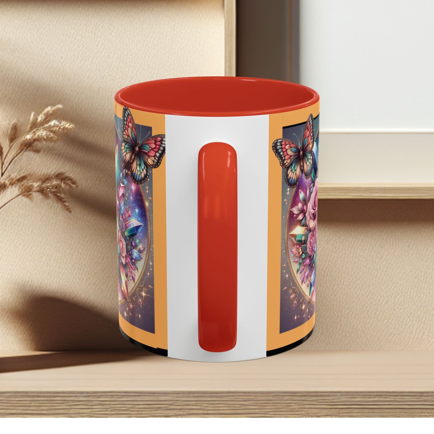 Coffee Mug Butterflys and Flowers