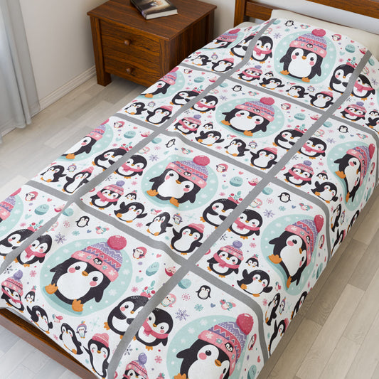 Penguins Velveteen Plush Blanket