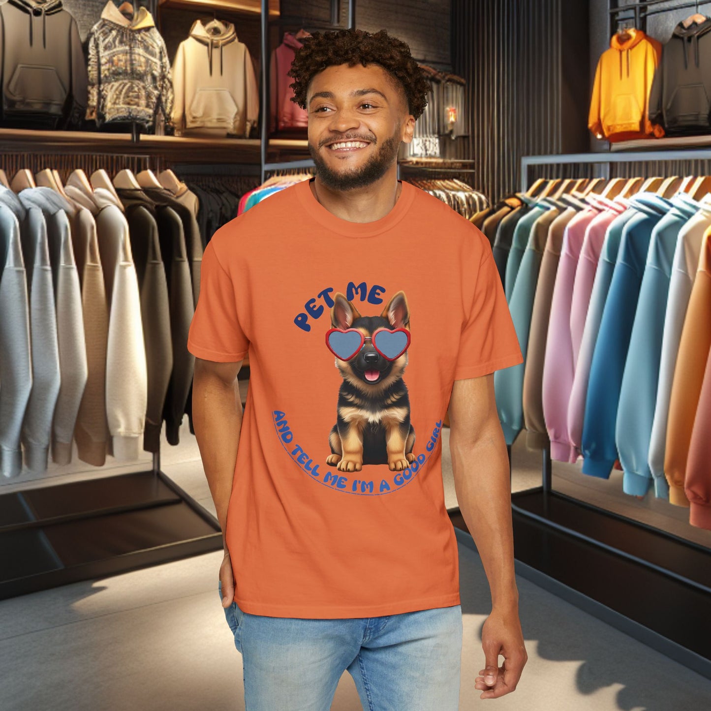 Copy of German Sheperd Puppy Tee — "Pet Me" Dyed T-Shirt