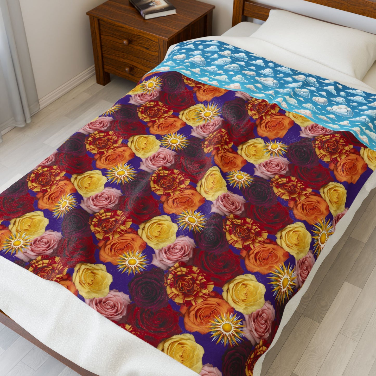 Roses Velveteen Plush Blanket — Soft Floral Rose Throw