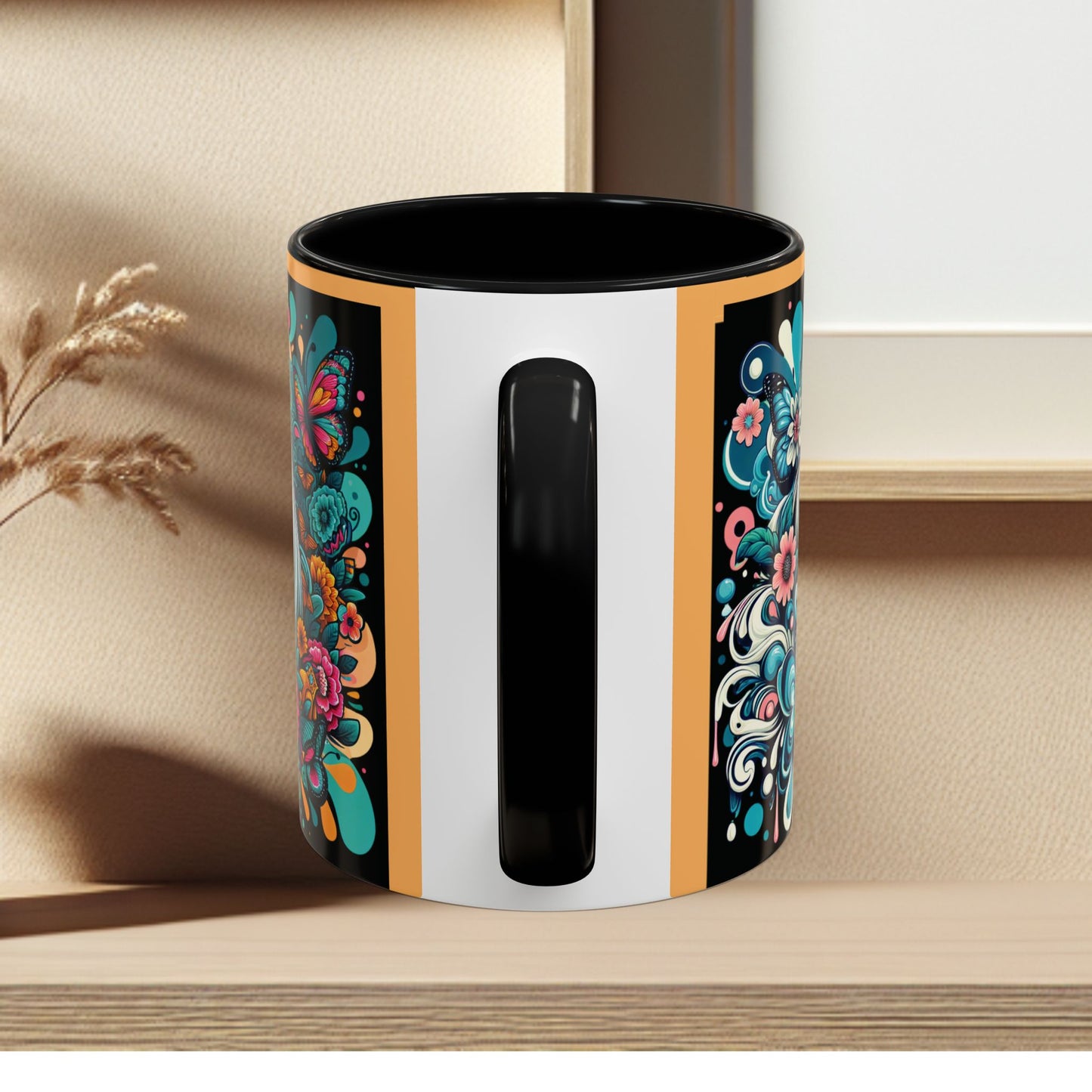 Coffee Mug White Horses with Blue Highlights in Flowers - Mug