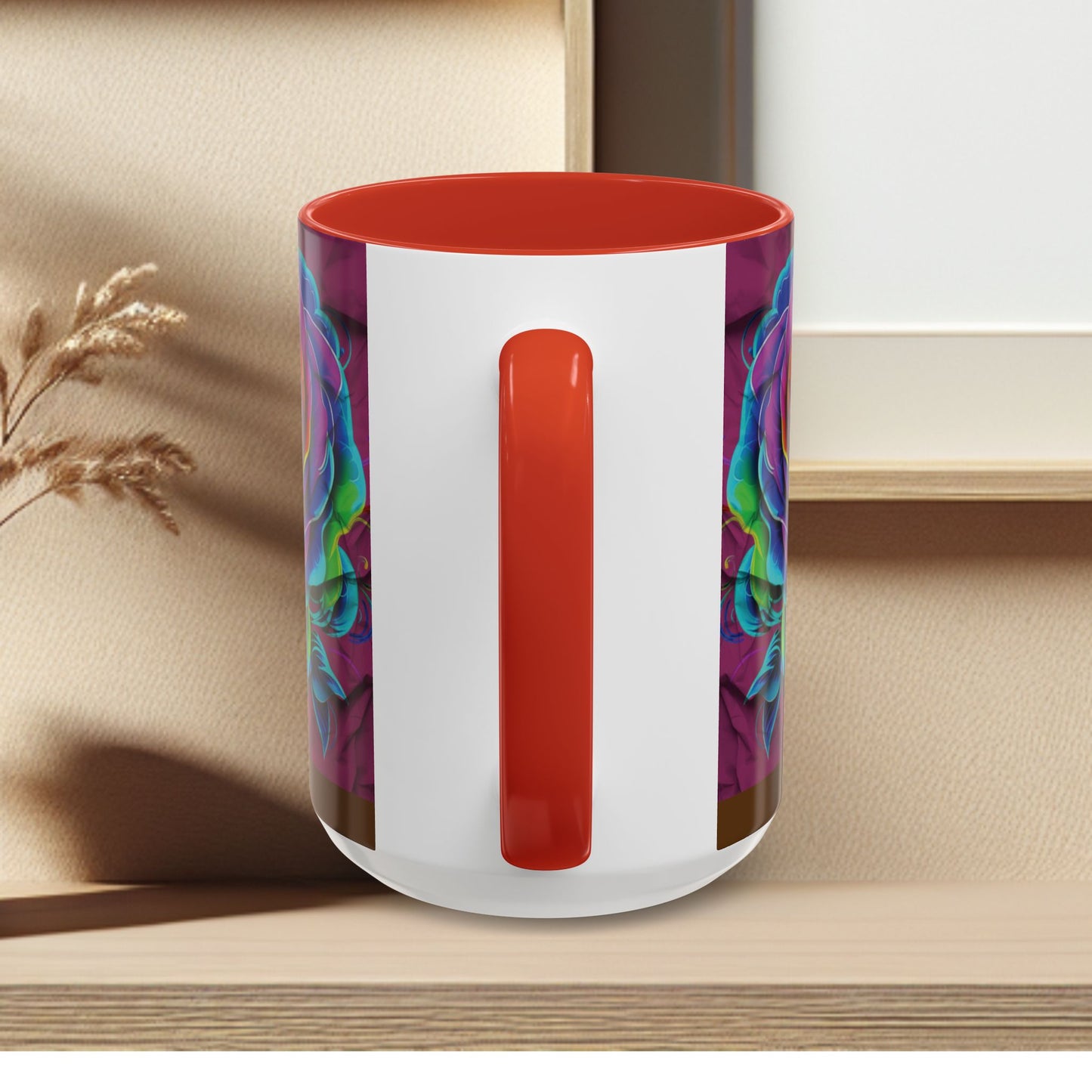 Rainbow Rose Accent Coffee Mug — Colorful Floral 11/15oz