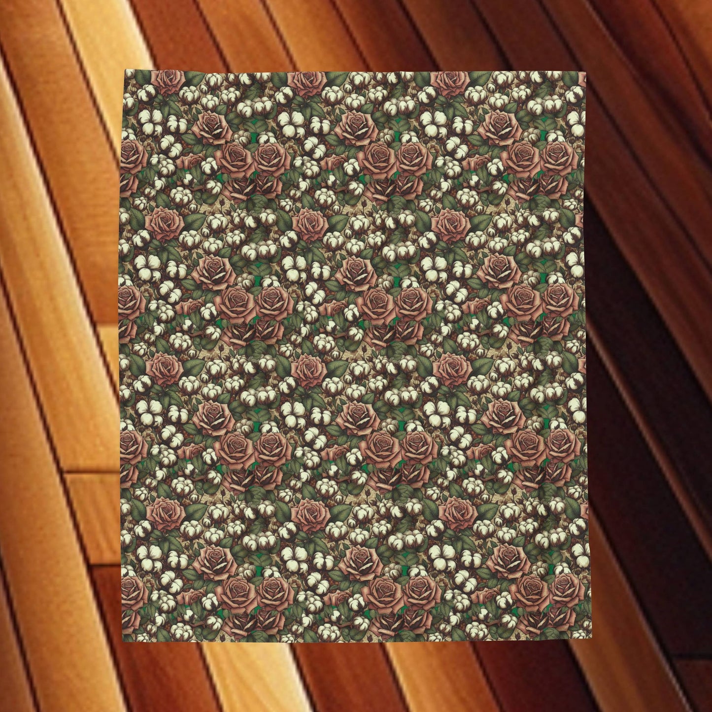 Field of Roses Velveteen Plush Blanket — Beautiful Roses & White Flowers Design