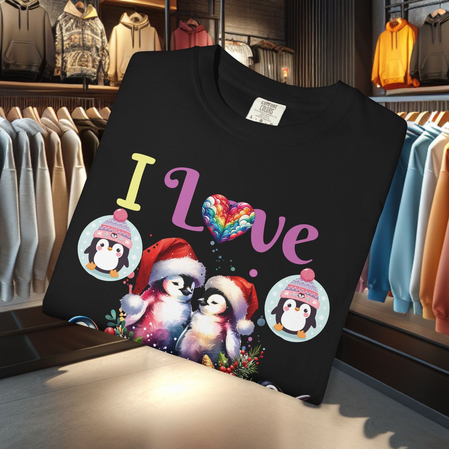 I Love Penguins T-shirt - Holidays Festive Top