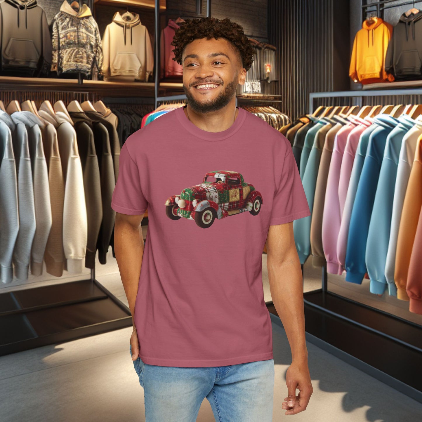 Patchwork Hot Rod T-Shirt — "pho" Patchwork Garment-Dyed