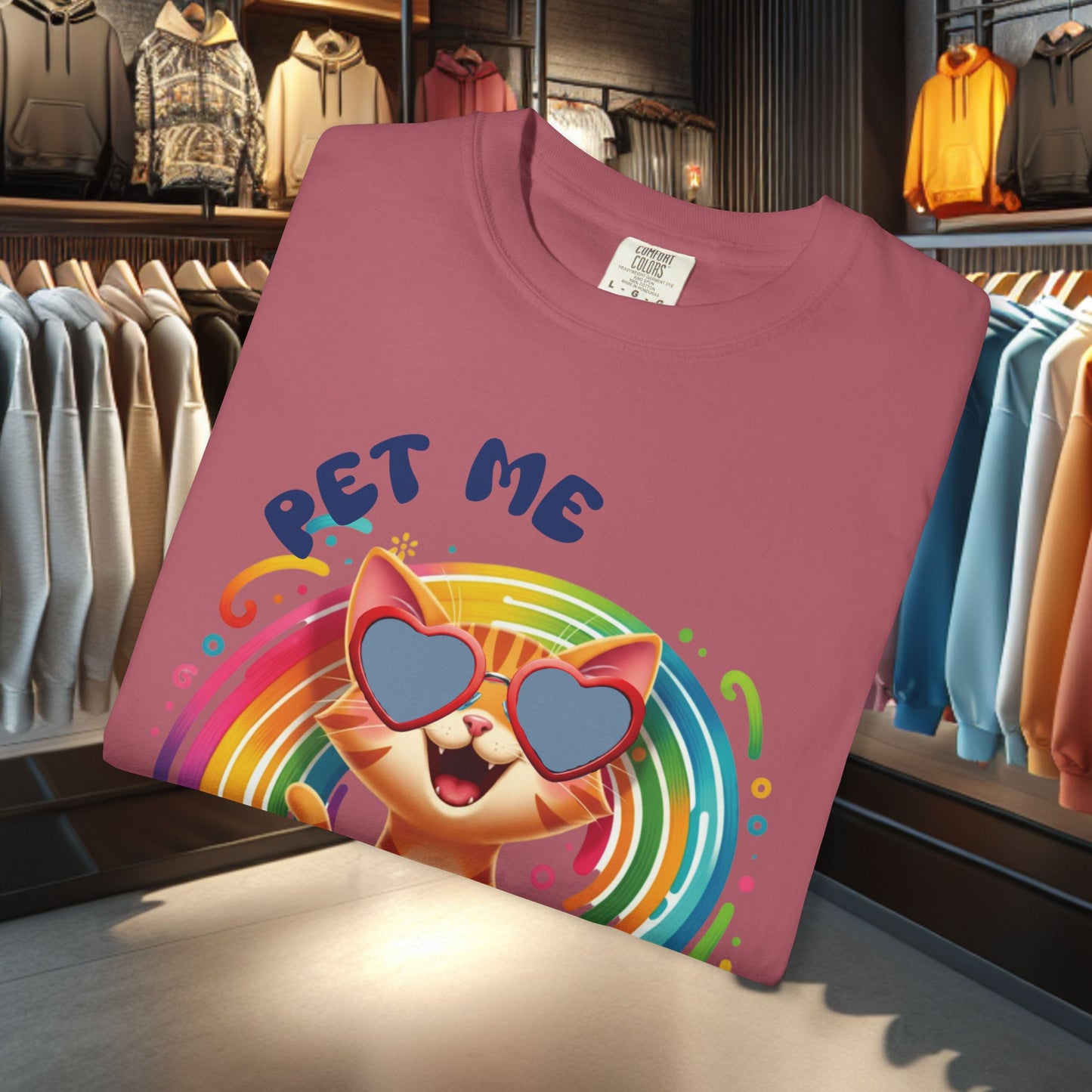 Groovy Orange Kitty Tee — "Pet Me" Dyed T-Shirt