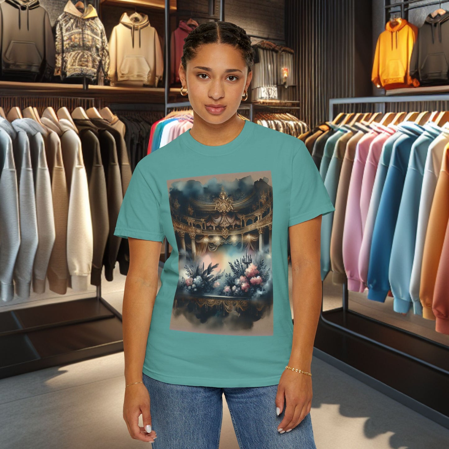 Dreamy Garden Unisex Garment-Dyed T-shirt - Artistic Floral Print - Perfect for Everyday Wear and Gifting