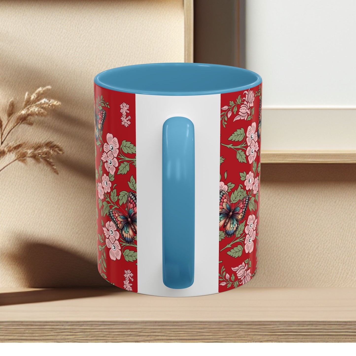Floral Coffee Mug Red