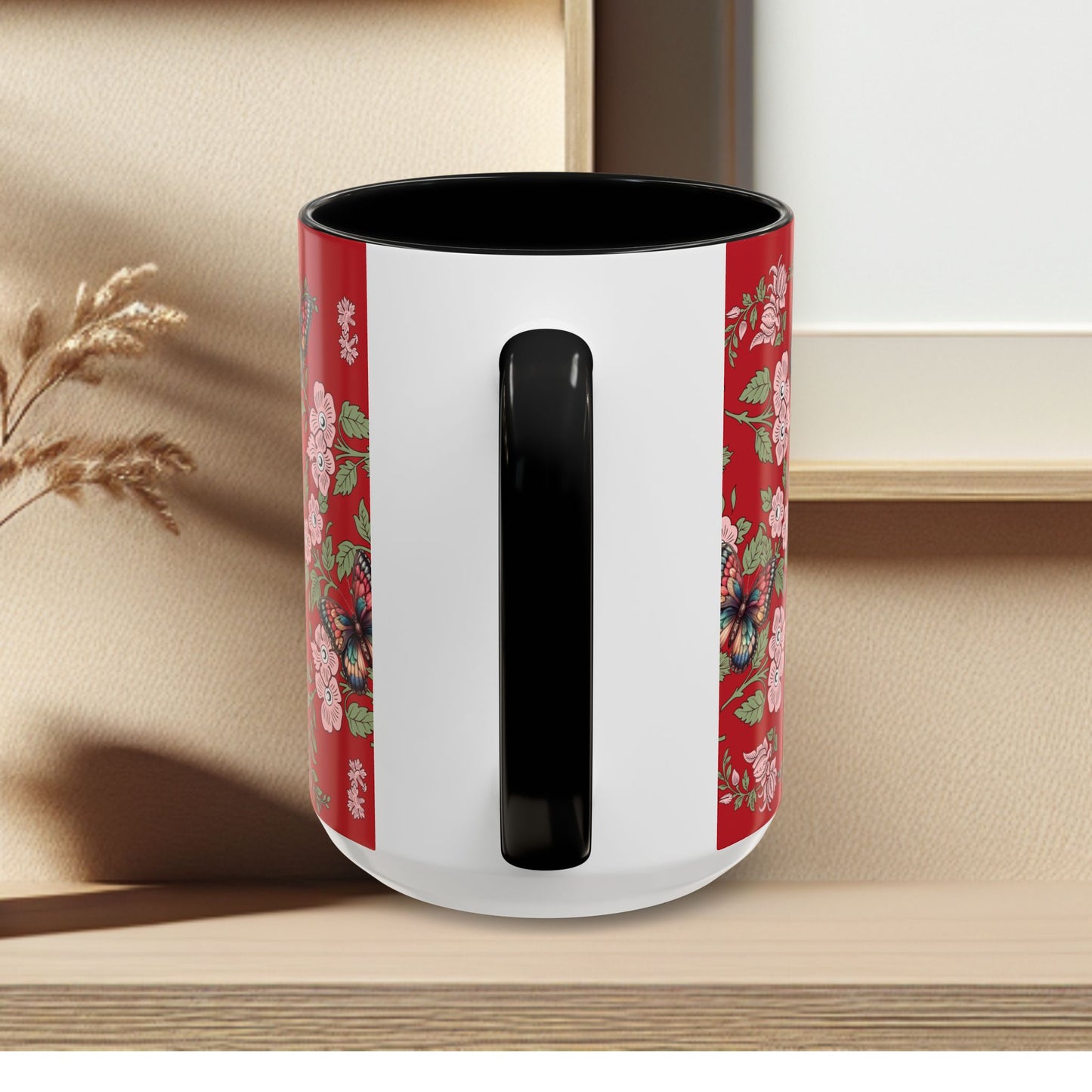 Floral Coffee Mug Red