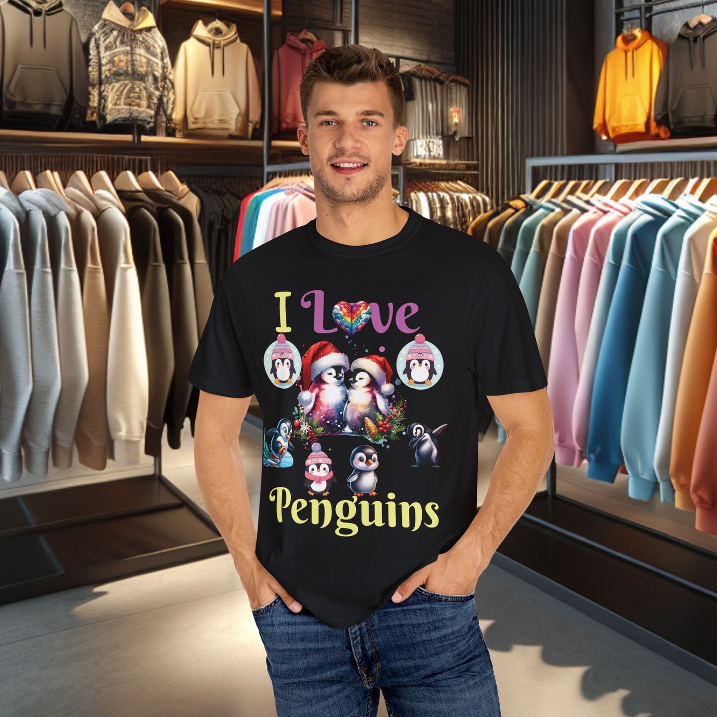 I Love Penguins T-shirt - Holidays Festive Top