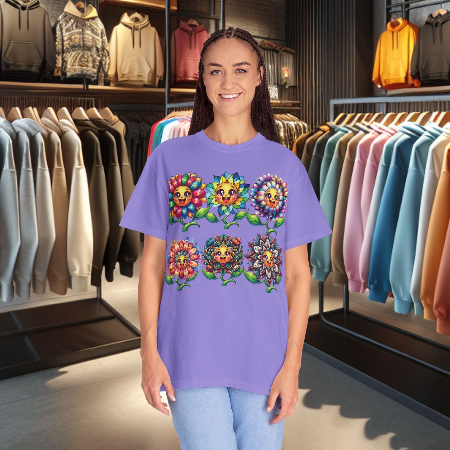 Happy Flowers Garden T-Shirt — Floral Garden Tee for Spring & Everyday