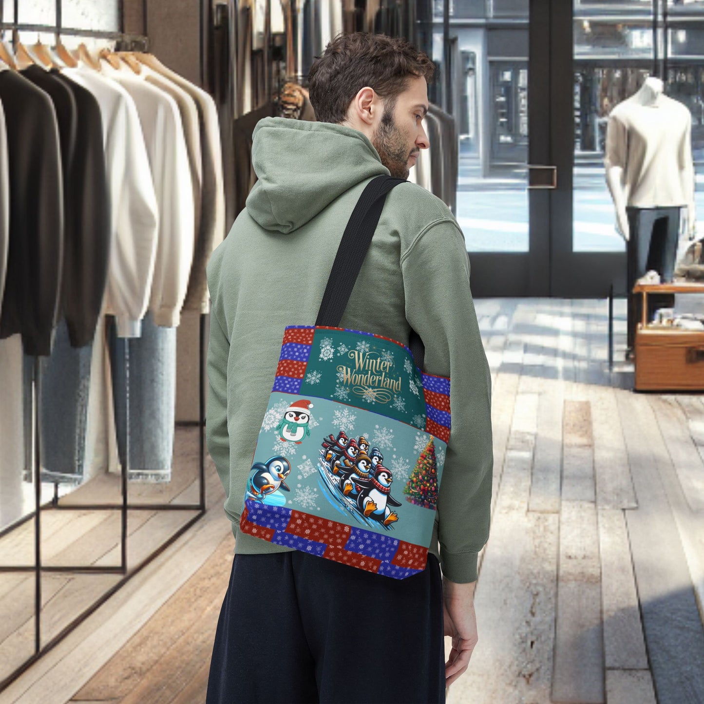 Winter Wonderland Penguin Tote Bag — All-Over Print
