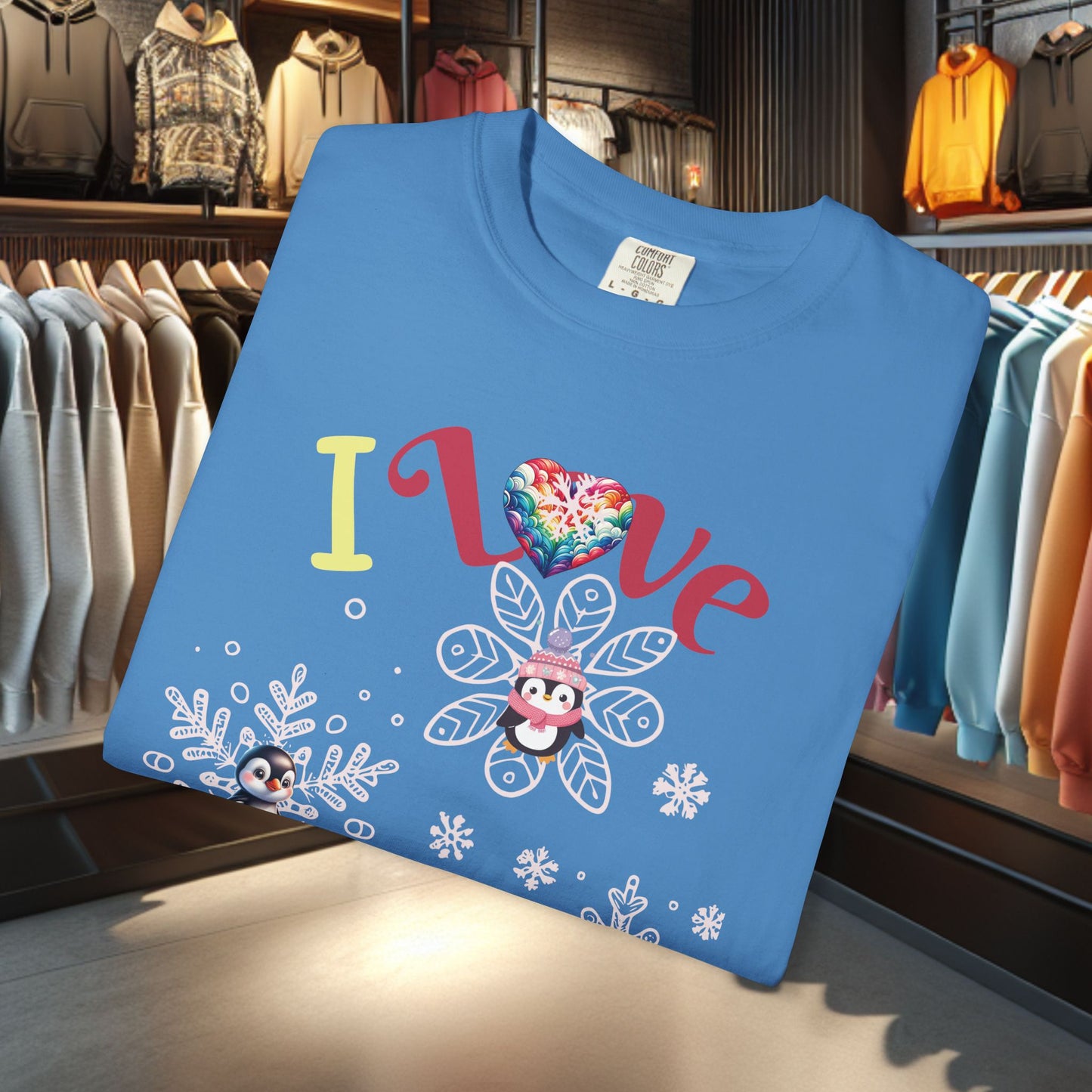 Penguin Snowflake T-shirt - Festive Holiday Top