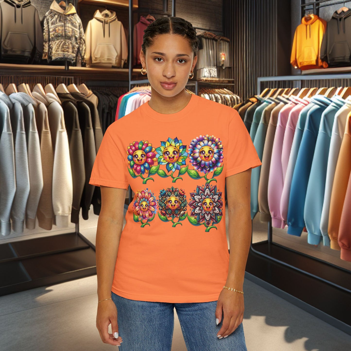 Happy Flowers Garden T-Shirt — Floral Garden Tee for Spring & Everyday