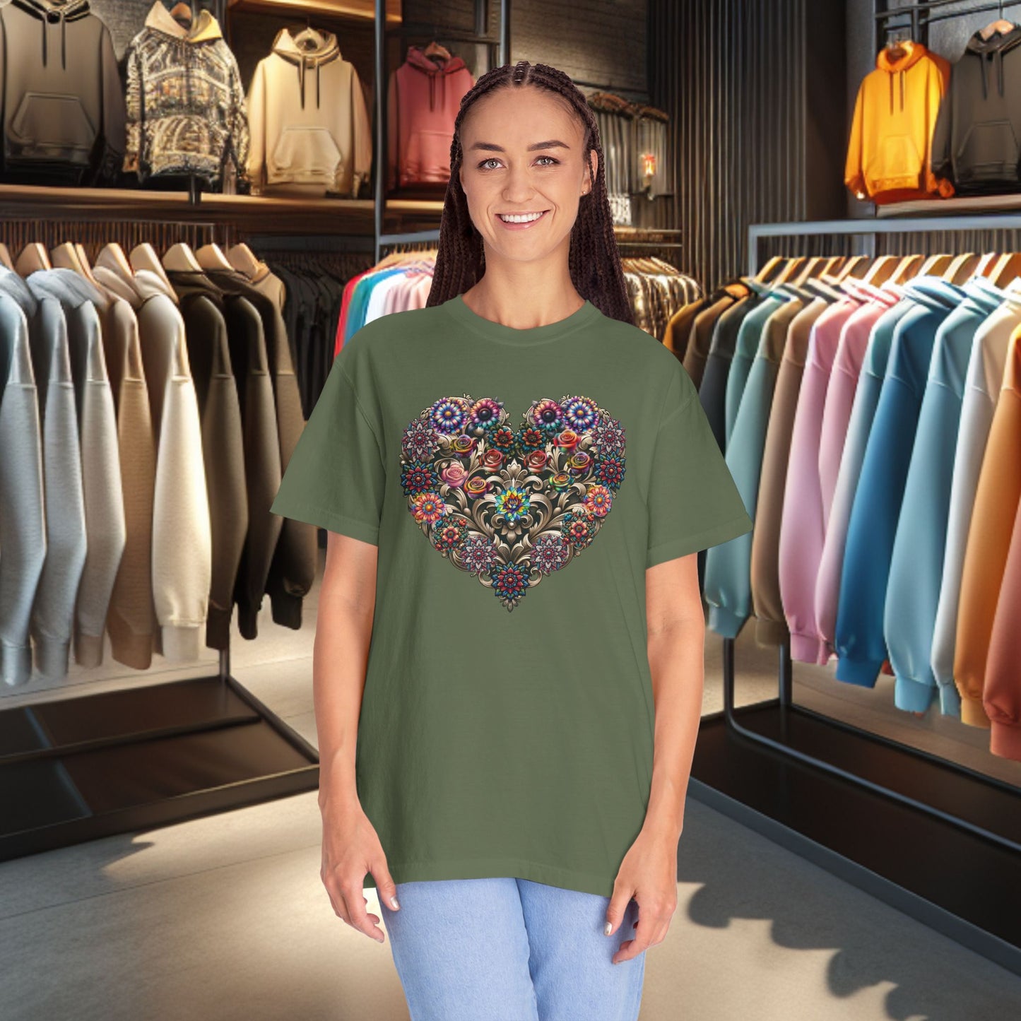 Floral Heart T-Shirt — Romantic Botanical Graphic Tee