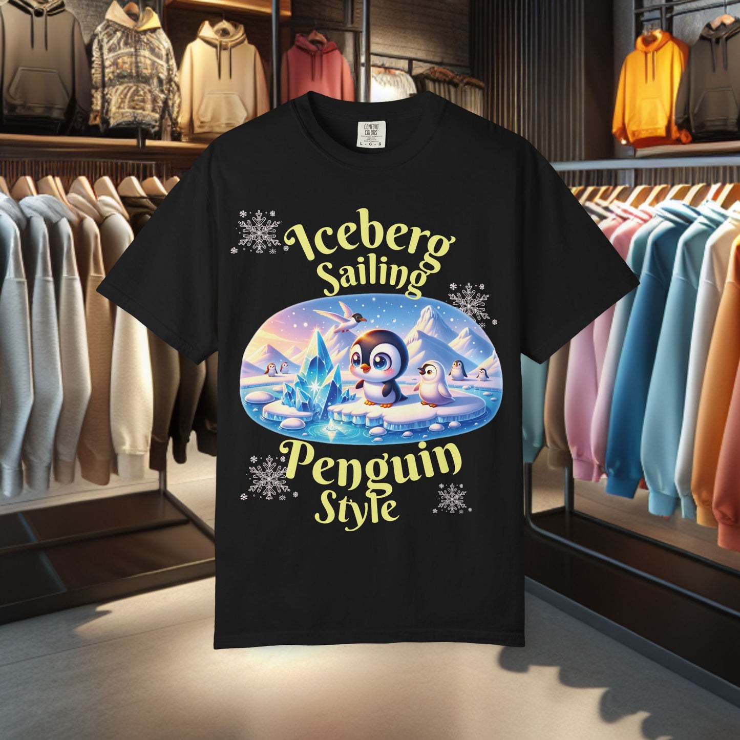 Iceberg Sailing Penguin T-shirt - Holidays Festive Top