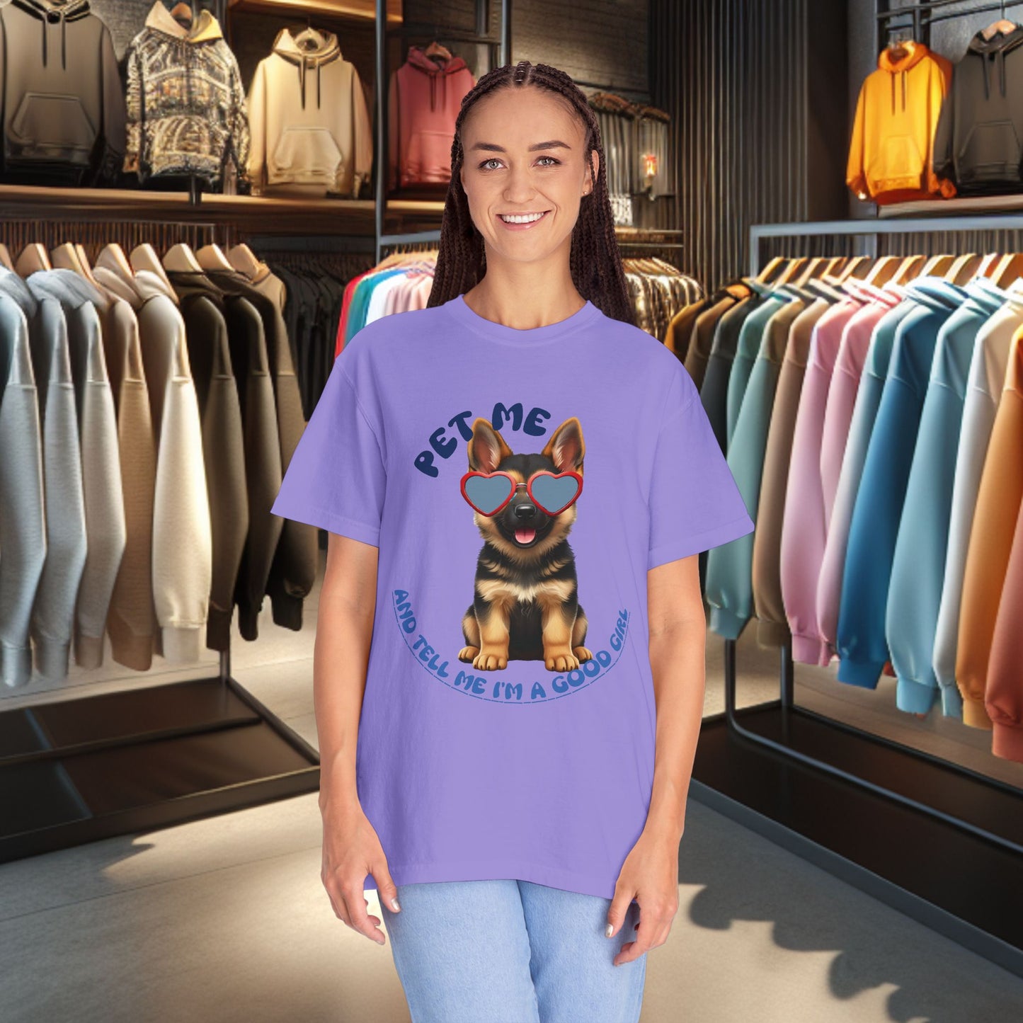 Copy of German Sheperd Puppy Tee — "Pet Me" Dyed T-Shirt