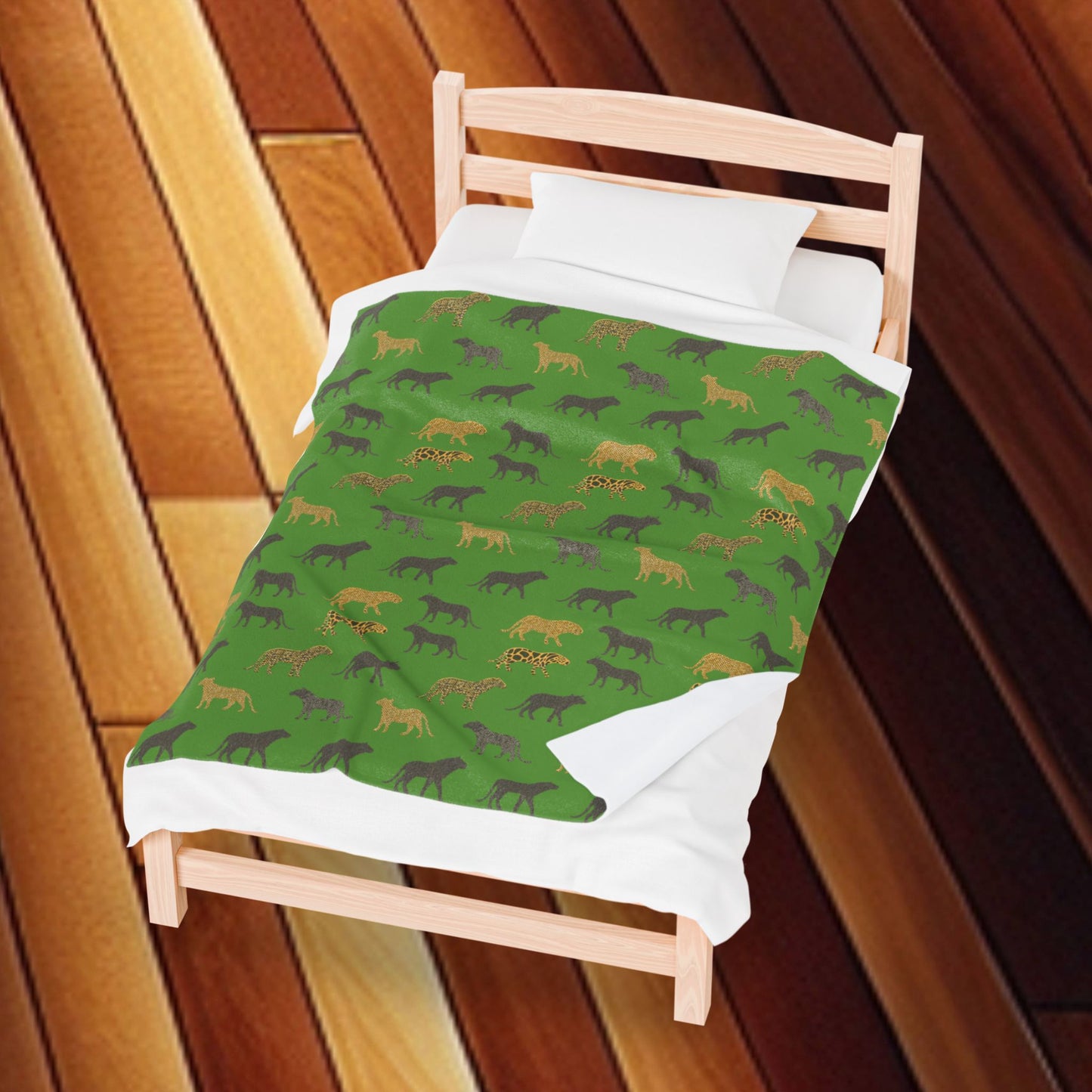 Animal Print Green Velveteen Plush Blanket