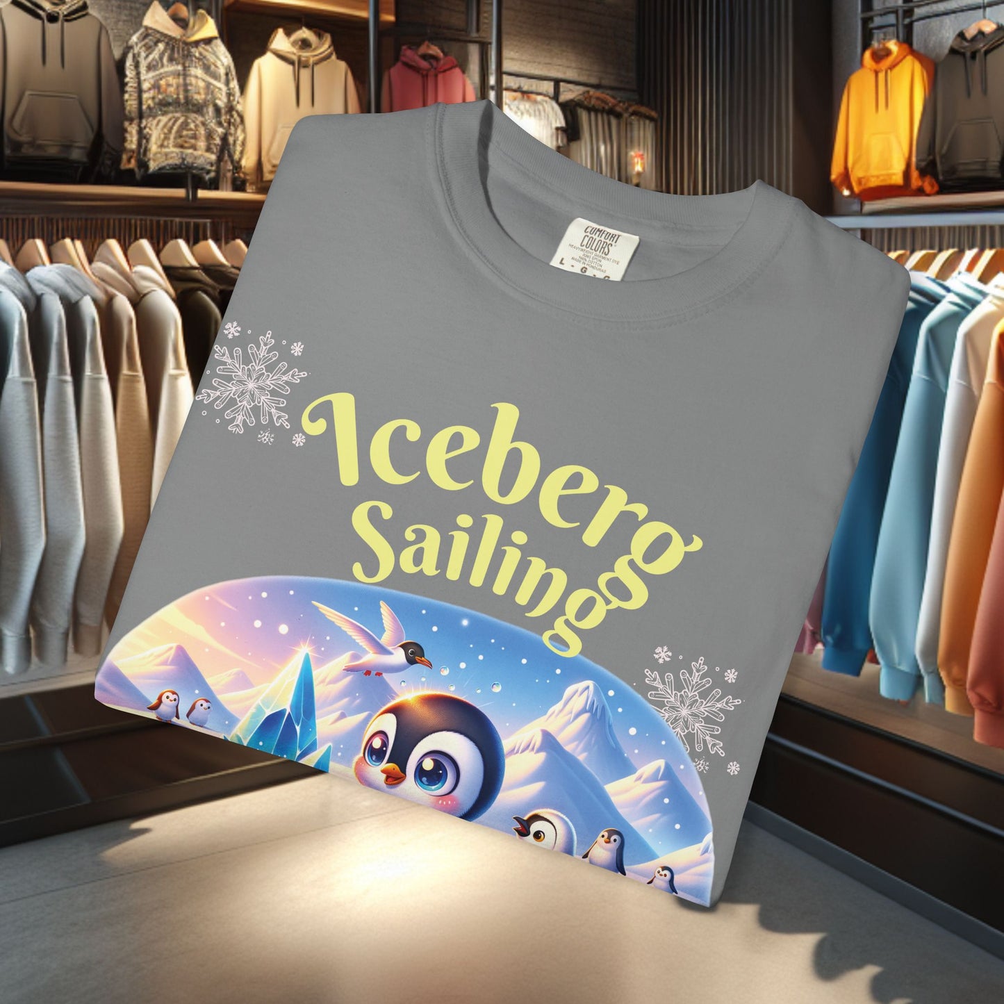 Iceberg Sailing Penguin T-shirt - Holidays Festive Top