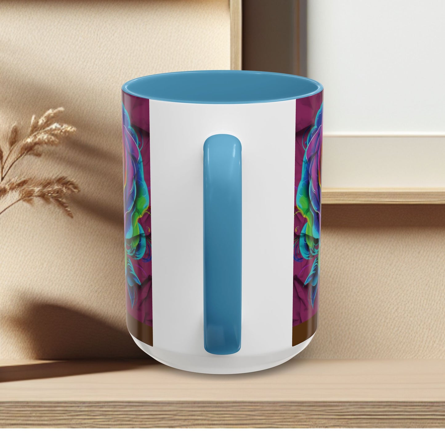 Rainbow Rose Accent Coffee Mug — Colorful Floral 11/15oz