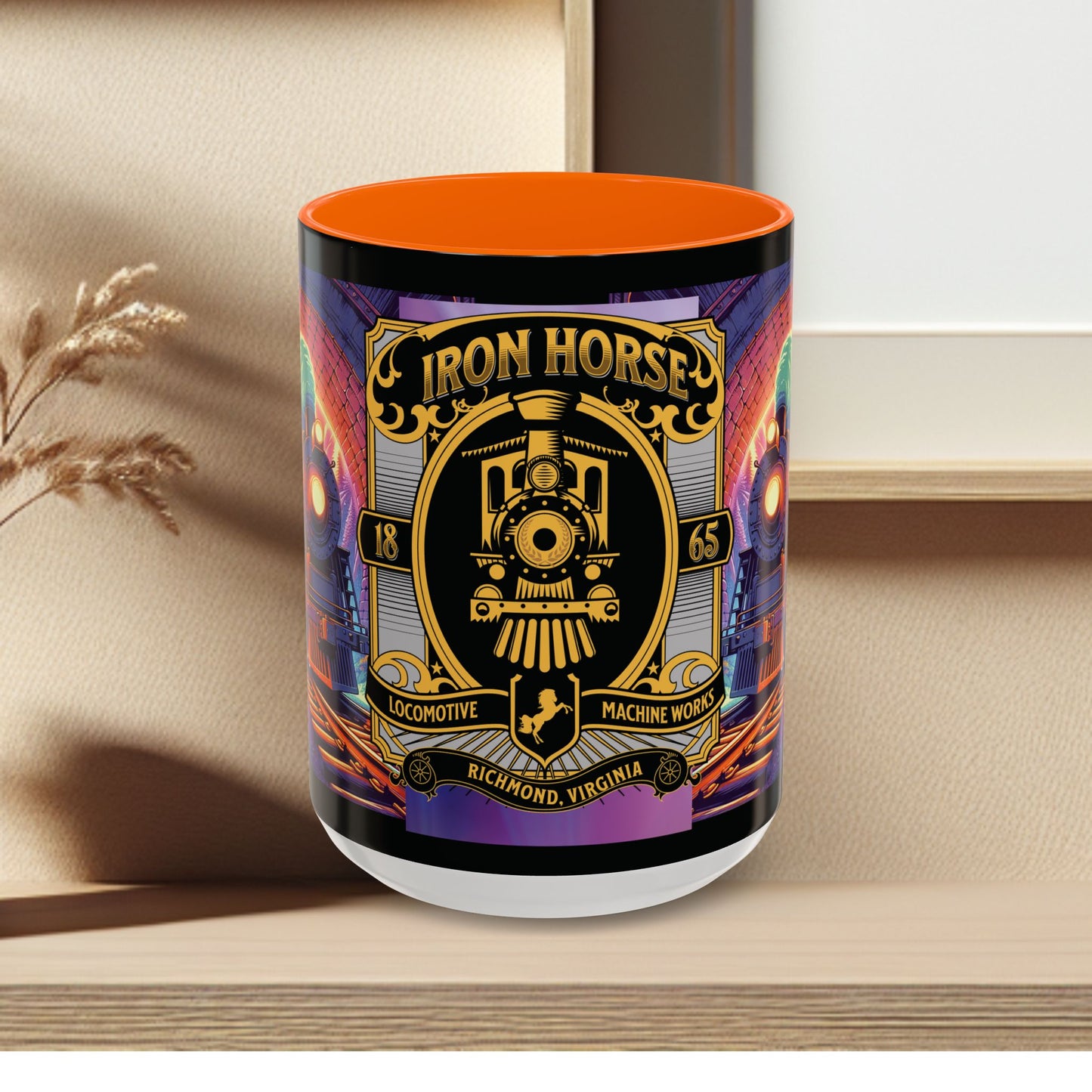 Mug- Steam engine Iron Horse- Accent Coffee Mug (15oz)