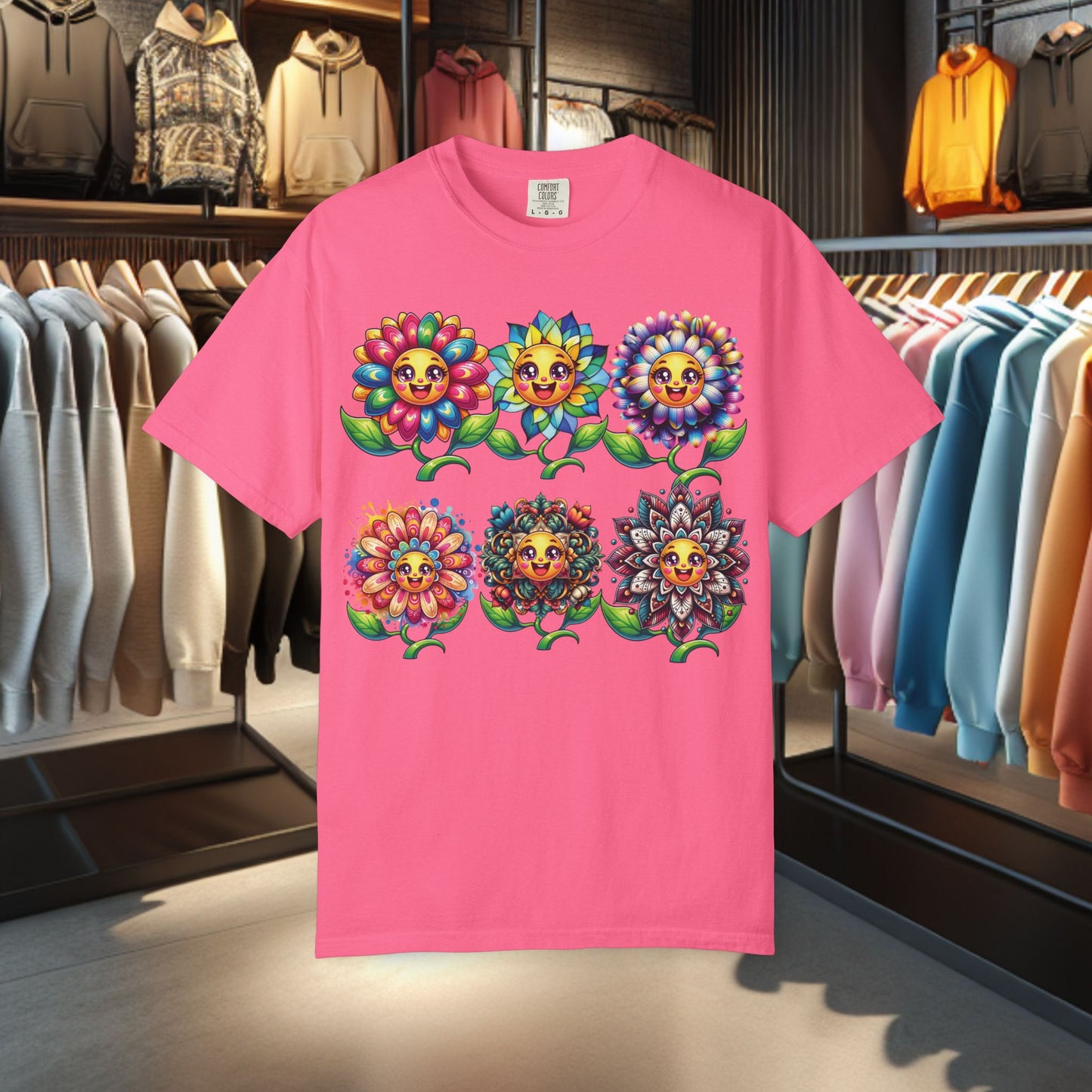 Happy Flowers Garden T-Shirt — Floral Garden Tee for Spring & Everyday