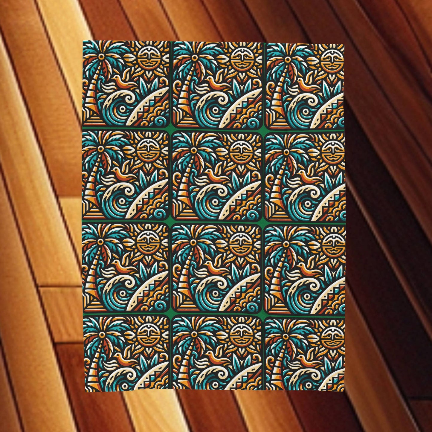 Tropical Sunrise Velveteen Plush Blanket — Cozy Tropical Throw