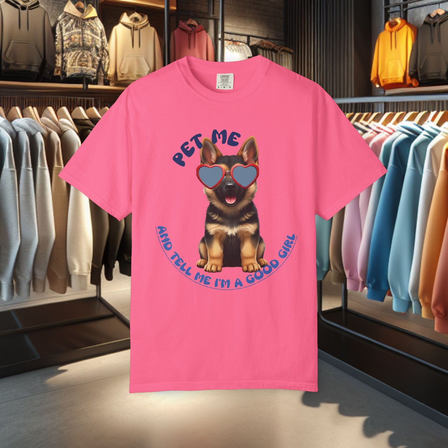 German Sheperd Puppy Tee — "Pet Me" Dyed T-Shirt