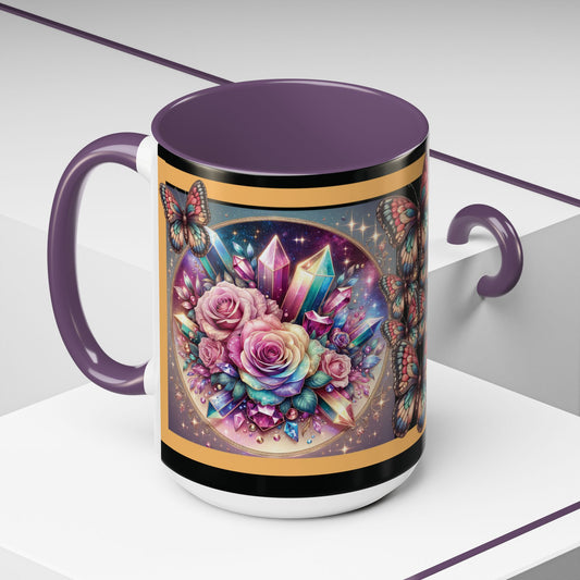 Coffee Mug Butterflys and Flowers