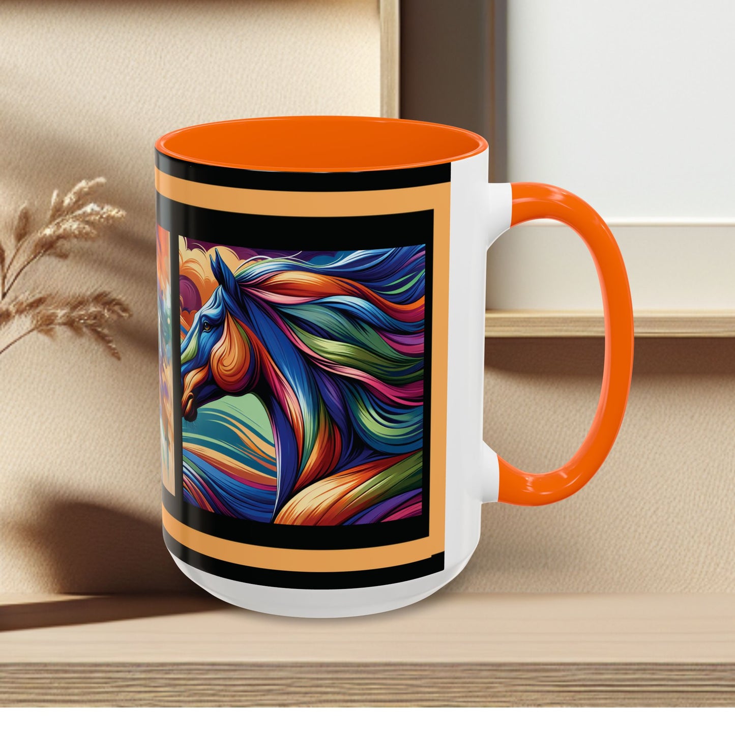 Mug Coffee Multi Color Horses 11oz 15oz