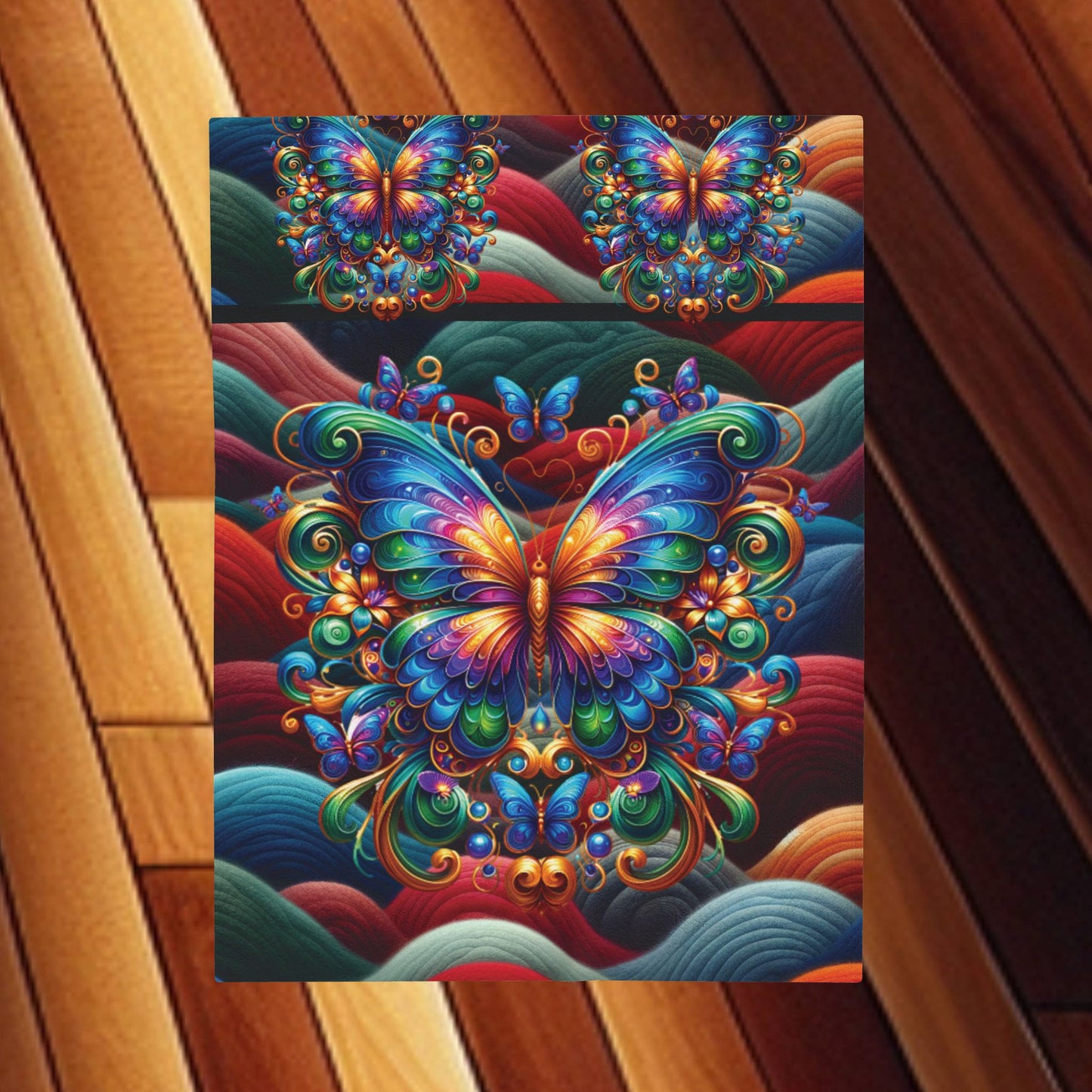 Beautiful multi–Colored Butterfly Velveteen Plush Blanket — Cozy multi–Colored Butterfly Throw