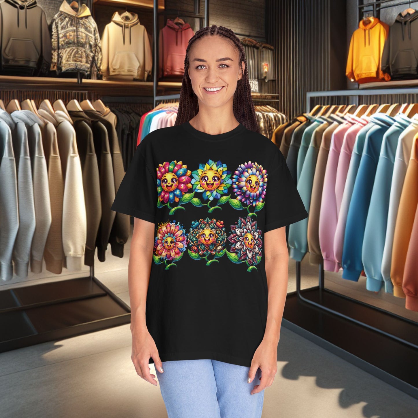 Happy Flowers Garden T-Shirt — Floral Garden Tee for Spring & Everyday
