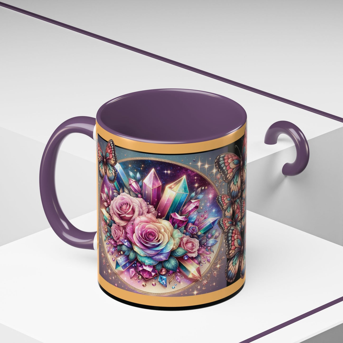 Coffee Mug Butterflys and Flowers