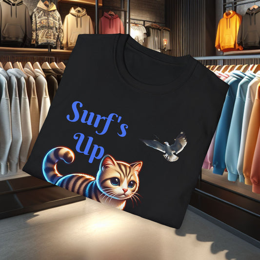 Kitty Surfing Unisex T-Shirt - Surf's Up